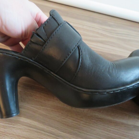 BORN Holly Leather Platform Slip On Clog Mules Y2K Black Leather - Size US 7 - Picture 13 of 14